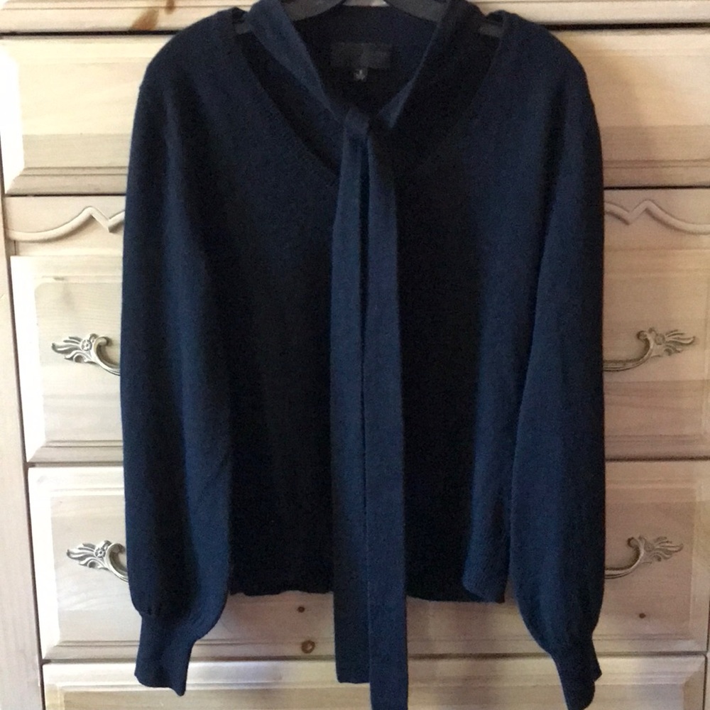 Nili Lotan | 100% Cashmere Shaelyn Tie V- Neck Sweater in Black Size S